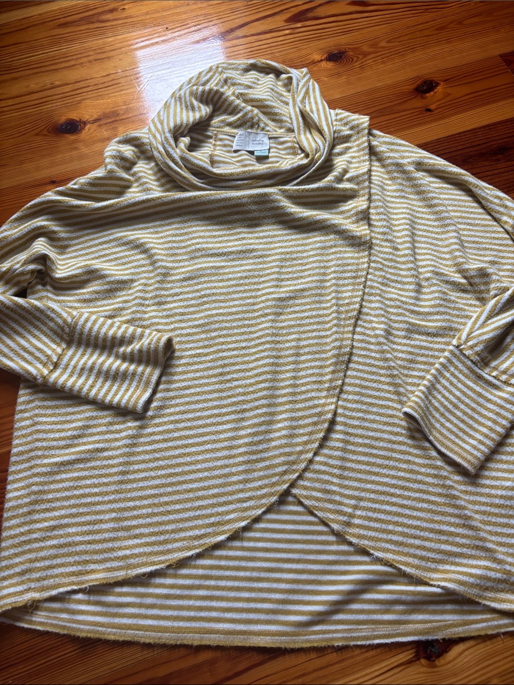 Striped Cowl Neck Tunic in Yellow and Cream